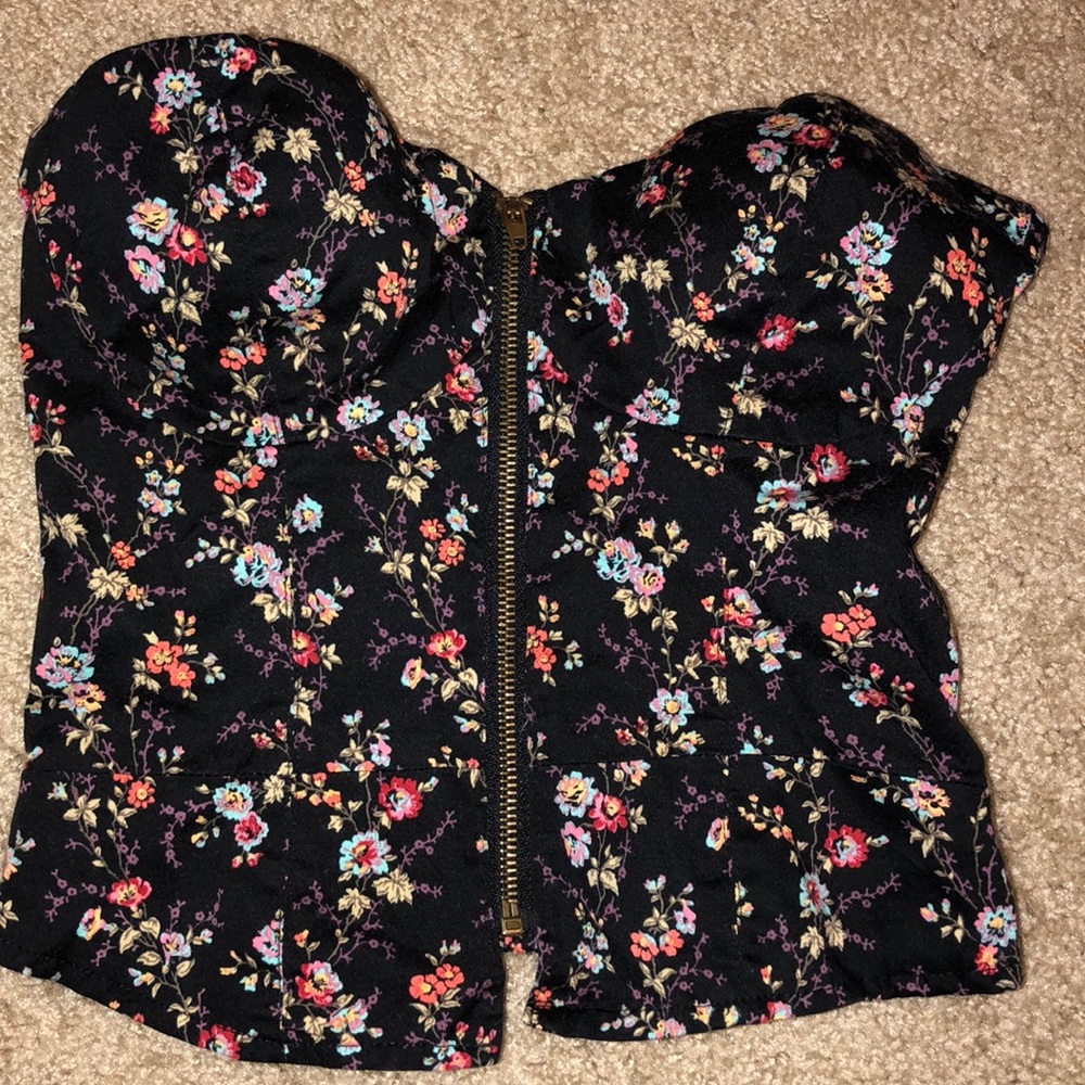 Black floral corset top